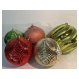 5 plastic ornaments. Largest is 9", smallest is