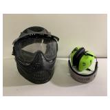 Paintball helmet, googles & Howard Leight Hearing