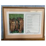Signed & Numbered framed matted print & poem