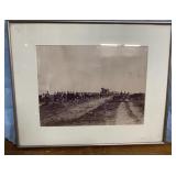 Framed & matted building of Railroad print-16 x 20