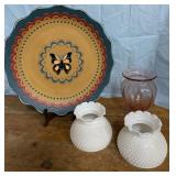 BEAUTIFUL pink depression glass vase, 2 hobnail