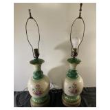 BEAUTIFUL vintage painted JOSE lamps-30" tall