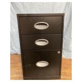 Three drawer storage cabinet in black, 24 x 18 x