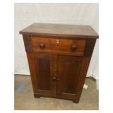 Antique wood cabinet missing one knob, 36 x 25 x