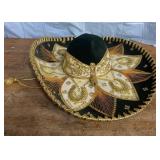 Salazar Yepez Mexican Sombrero Black Velvet Gold