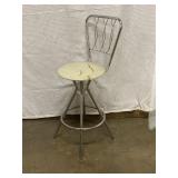 Retro Barstool with Wire Back, seat needs repair,