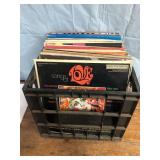 Crate of vintage Vinyl Records