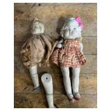Antique 6" and 7" tall porcelain dolls