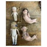 Antique 3" and 4" tall porcelain dolls