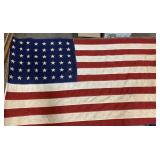 Vintage cloth 48 star American Flag with 2 poles