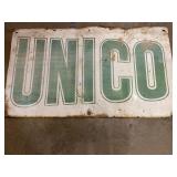 34 x 60 metal Unico sign. Has some rust