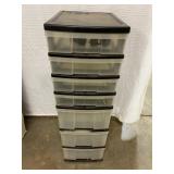 40 1/2" x 12 1/2" x 16" seven drawered plastic