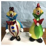 Vintage Murano Italy 11" tall art glass clowns