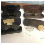 Antique glasses and cases