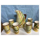 Vintage Vernonware Homespun Pattern Pitcher &