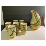 Vintage Vernonware Homespun pattern pitcher &