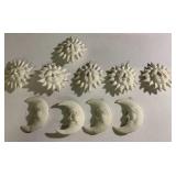 Ceramic Sun and Moon paintable ornaments-3"