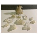 Wicca Witchcraft crystals and Frankincense in jar