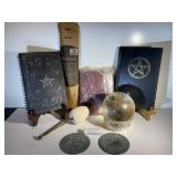 Wicca Witchcraft spell items-crystal ball, incense