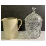 Pretty 9" tall vanity canister (crystal?) & pretty