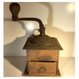 Antique cast & wood coffee bean grinder