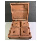 PRETTY vintage box w/ 4 compartments 8x8x2"