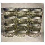 Twelve Mason Ball jars with lids-2" tall
