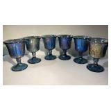 Vintage Indiana Glass Blue Carnival Wine Glasses