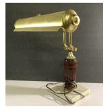 Vintage WORKING bras & marble desk lamp-15" tall