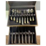 Vintage Oneida Golden Damask Roses flatware & case