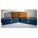 Vintage metal fishing tackle boxes-11" across