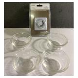 New indoor timer and 4 Glasbake custard dishes