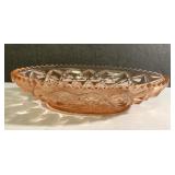 Vintage pink depression glass sawtooth relish dish