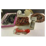 NEW & retro kitchen items-macrame hotpads, timer,