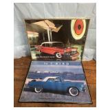 16 x 20" framed automobile posters, 56 T-bird,