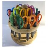 Scarpbooking scissors in wood rack