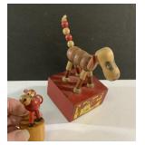 2 wood antique push collapse toys-Kib-Itz & smal