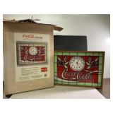 1990 In box Coca-Cola stained glass look sign.
