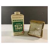 Vintage Mennen talc for men tin and tri-fold wind