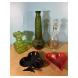 Vintage USSR Crystal & green decanters, more