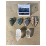 Vintage arrowheads, crystals