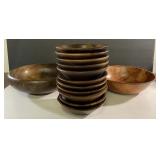 Vintage Walnut & wood bowls