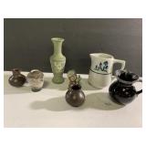 Vintage small crocks & vases-talles is 6" tall