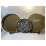 2 Trays & Chalkware Decorative Plaque