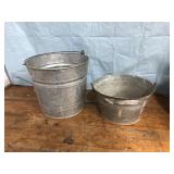 2 galvanized buckets