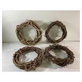 Four 6" grapevine wreaths