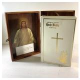 Vintage Cedar box Bible case and Bible
