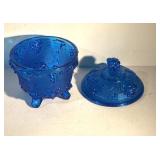 Vintage Cobalt Blue Hobnail Glass Grape Design