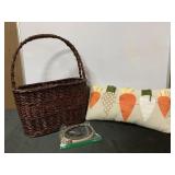 16" tall basket and carrot pillow