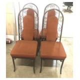 Very Retro Wrought iron and orange chairs